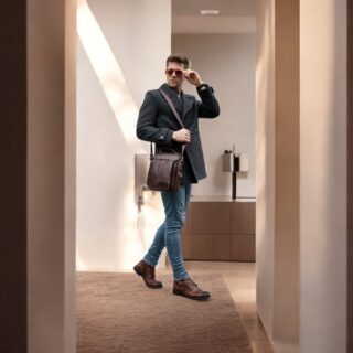 Δερμάτινο τσαντάκι ώμου Cardinal 379 coffee