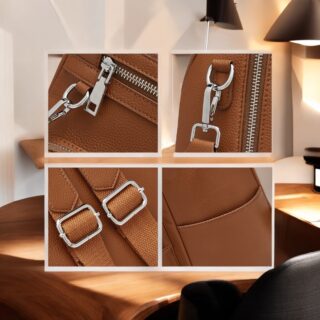 Foxer 9135070F Σακίδιο Πλάτης Γυναικείο Καφέ Δερμάτινο