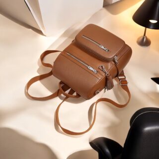 Foxer 9135070F Σακίδιο Πλάτης Γυναικείο Καφέ Δερμάτινο