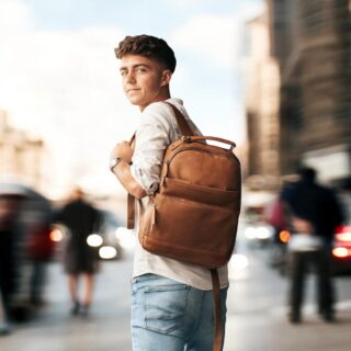 Chesterfield Austin Ανδρικό Δερμάτινο Σακίδιο Πλάτης Ταμπά