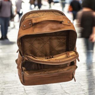 Chesterfield Austin Ανδρικό Δερμάτινο Σακίδιο Πλάτης Ταμπά