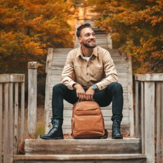 Chesterfield Austin Ανδρικό Δερμάτινο Σακίδιο Πλάτης Ταμπά