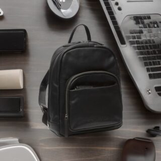 chesterfield Backpack Δερμάτινο μαύρο Santana C58.0300-011