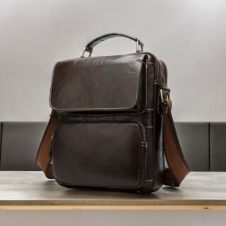 Δερμάτινο τσαντάκι ώμου Cardinal 8605 σκούρο καφέ