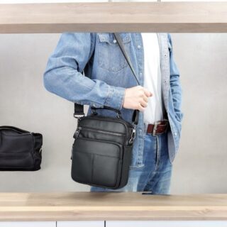 Δερμάτινο τσαντάκι ώμου Cardinal 6535 μαύρο