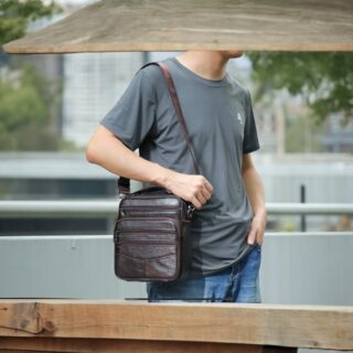 Δερμάτινο τσαντάκι ώμου 6049 coffee