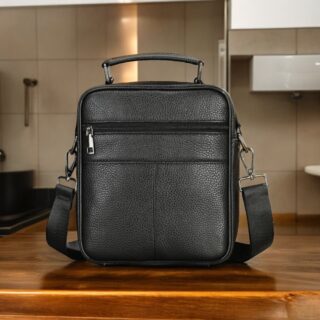 Δερμάτινο τσαντάκι ώμου 6049 black