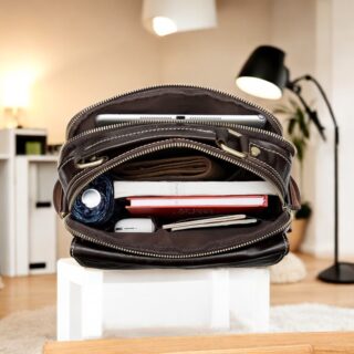 Δερμάτινο τσαντάκι ώμου Cardinal 8605 σκούρο καφέ