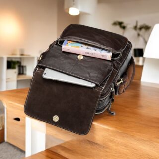 Δερμάτινο τσαντάκι ώμου Cardinal 8605 σκούρο καφέ