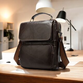 Δερμάτινο τσαντάκι ώμου Cardinal 8605 σκούρο καφέ