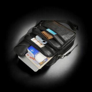 Δερμάτινο τσαντάκι ώμου 6049 black