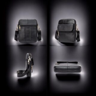 Δερμάτινο τσαντάκι ώμου Cardinal 7350 μαύρο