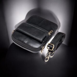 Δερμάτινο τσαντάκι ώμου Cardinal 7350 μαύρο