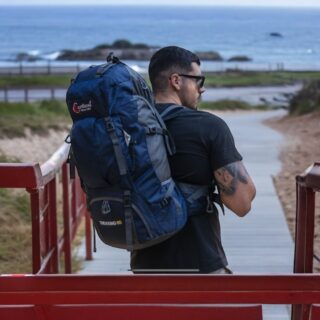 Σακίδιο πεζοπορίας αδιάβροχο 60L Camping 1488 Σκούρο μπλέ