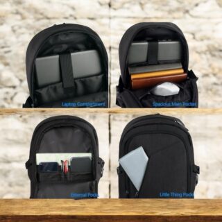 Mancro Σακίδιο Πλάτης 20L Laptop 15.6” Μαύρο USB Αδιάβροχο Ανδρικό