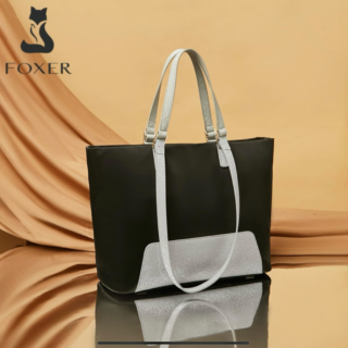 Υφασμάτινη Γυναικεία Τσάντα Shopper ‘Ωμου Foxer 9136060F μαύρο