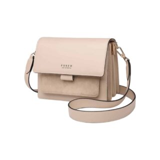 Δερμάτινη Γυναικεία Τσάντα Foxer 954011F Κρεμ