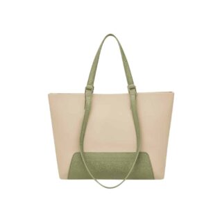 Foxer 9136060F Τσάντα Γυναικεία Μπέζ Ώμου Shopper Ύφασμα