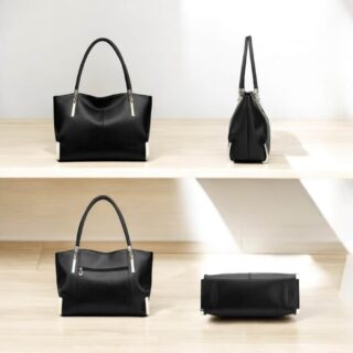 Foxer Τσάντα Ώμου Shopper Μαύρη Δερμάτινη 938032F