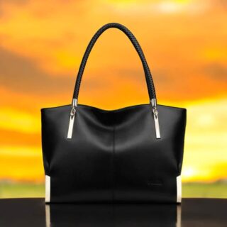 Foxer Τσάντα Ώμου Shopper Μαύρη Δερμάτινη 938032F