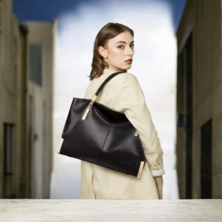 Foxer Τσάντα Ώμου Shopper Μαύρη Δερμάτινη 938032F