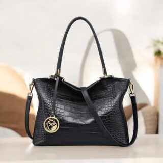 Δερμάτινη Γυναικεία Τσάντα Shopper ‘Ωμου Foxer 986046F μαύρο