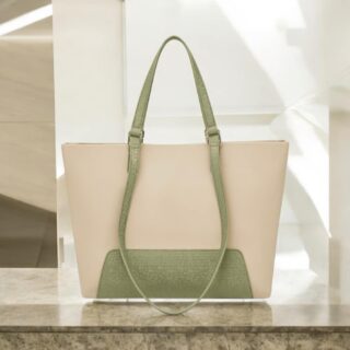 Foxer 9136060F Τσάντα Γυναικεία Μπέζ Ώμου Shopper Ύφασμα