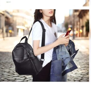 Foxer 9141V007F Σακίδιο Πλάτης Γυναικείο Μαύρο Δερμάτινο