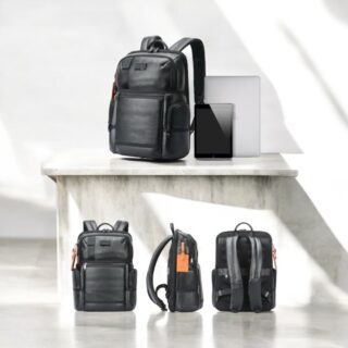 Bopai Αντικλεπτικό Δερμάτινο Σακίδιο Laptop 17.3” 28L Μαύρο