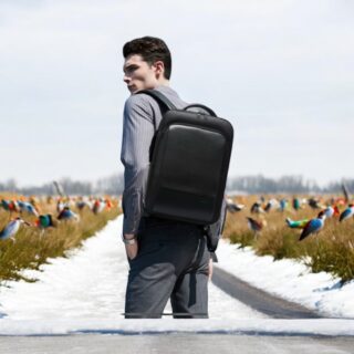 Σακίδιο πλάτης Laptop Ύφασμα/Δέρμα 24L 15,6” Bopai 61-123071 μαύρο