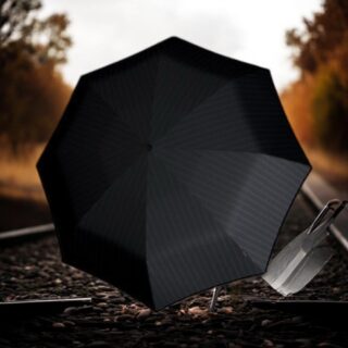 Knirps T.200 Ομπρέλα Αυτόματη Μαύρη Stripes Compact