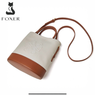 Δερμάτινη Γυναικεία Τσάντα Χειρός/Ώμου Tote Foxer 9136058F άσπρο