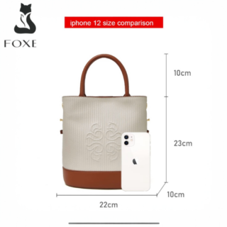 Δερμάτινη Γυναικεία Τσάντα Χειρός/Ώμου Tote Foxer 9136058F άσπρο