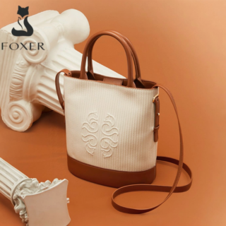 Δερμάτινη Γυναικεία Τσάντα Χειρός/Ώμου Tote Foxer 9136058F άσπρο