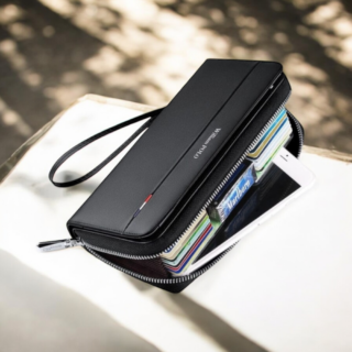 Δερμάτινο Ανδρικό πορτοφόλι William Polo 191411 black plain