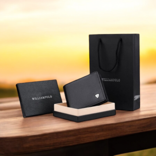 William Polo 218 Δερμάτινο Ανδρικό Πορτοφόλι Μαύρο