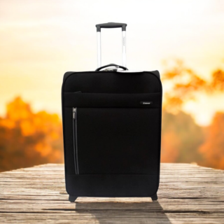 Diplomat Μεσαία Βαλίτσα Ταξιδιού Υφασμάτινη Μαύρη με 2 Ρόδες Ύψους 61εκ.