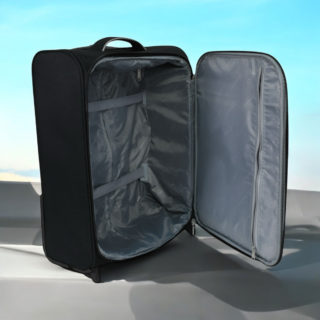 Diplomat Μεσαία Βαλίτσα Ταξιδιού Υφασμάτινη Μαύρη με 2 Ρόδες Ύψους 61εκ.