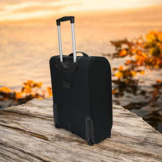 Diplomat Μεσαία Βαλίτσα Ταξιδιού Υφασμάτινη Μαύρη με 2 Ρόδες Ύψους 61εκ.