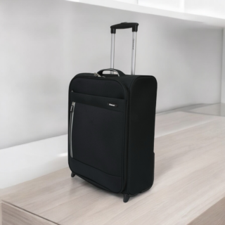 Diplomat Μεσαία Βαλίτσα Ταξιδιού Υφασμάτινη Μαύρη με 2 Ρόδες Ύψους 61εκ.