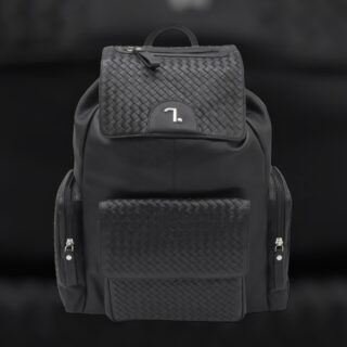 Ermis-20-124, Δερμάτινο Σακίδιο Πλάτης Πλεκτό Μεγάλο Μαύρο