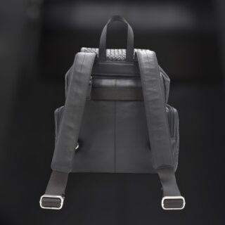 Ermis-20-124, Δερμάτινο Σακίδιο Πλάτης Πλεκτό Μεγάλο Μαύρο