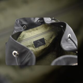 Ermis-20-124, Δερμάτινο Σακίδιο Πλάτης Πλεκτό Μεγάλο Μαύρο