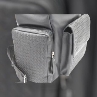 Ermis-20-124, Δερμάτινο Σακίδιο Πλάτης Πλεκτό Μεγάλο Μαύρο