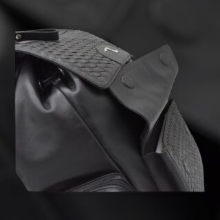 Ermis-20-124, Δερμάτινο Σακίδιο Πλάτης Πλεκτό Μεγάλο Μαύρο