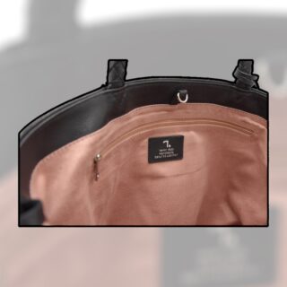 Electra-16-111, Γυναικεία Τσάντα Tote Μεγάλη Δερμάτινη Μαύρη