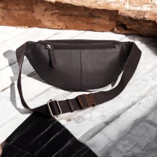 Seven Dots Earth-30-108 Δερμάτινη Τσάντα Μέσης Σκούρο Καφέ