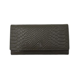 Sun-75-018, Lim.Edition Anaconda print, Γυναικείο Δερμάτινο Πορτοφόλι Γκρί-Λαδί