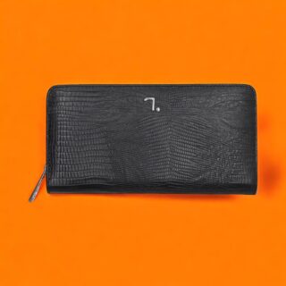 Venus-75-017, Lizard print, Γυναικείο Δερμάτινο Πορτοφόλι Μαύρο