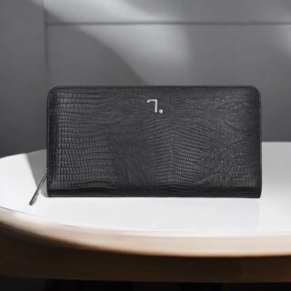 Venus-75-017, Lizard print, Γυναικείο Δερμάτινο Πορτοφόλι Μαύρο